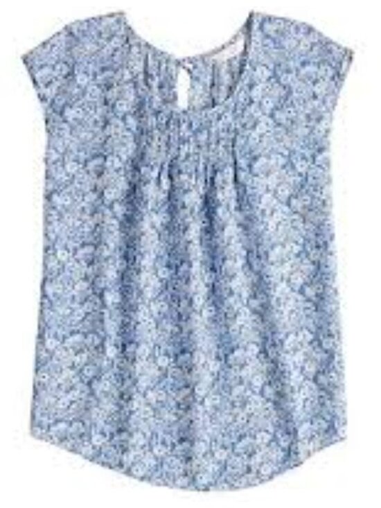 LC Lauren Conrad Tops - LC Lauren Conrad Blue Floral Pintuck Cap Sleeve Top Womens XL